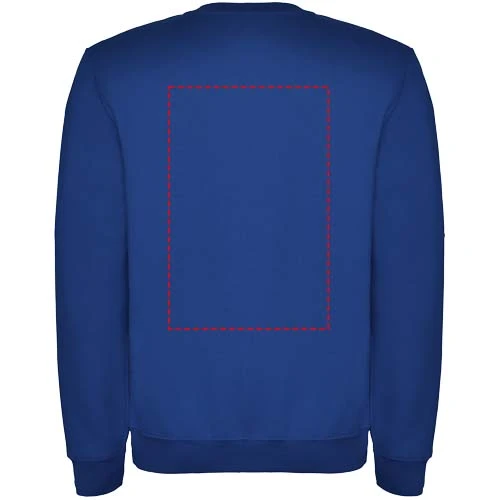 Clasica unisex sveter s výstrihom crewneck - Roly – kráľovská modrá – tlačová plocha – Horná časť chrbta