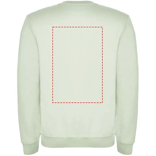 Clasica unisex sveter s výstrihom crewneck - Roly – mlžná zelená – tlačová plocha – Horná časť chrbta