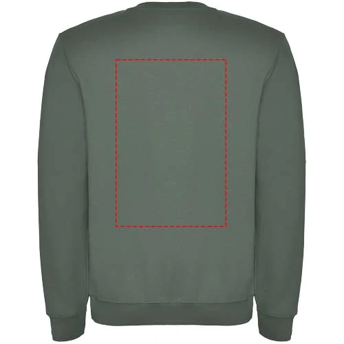 Clasica unisex sveter s výstrihom crewneck - Roly – vavřínová zelená – tlačová plocha – Horná časť chrbta