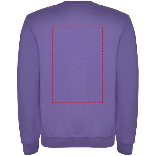 Clasica unisex sveter s výstrihom crewneck - Roly – irská fialová – tlačová plocha – Horná časť chrbta