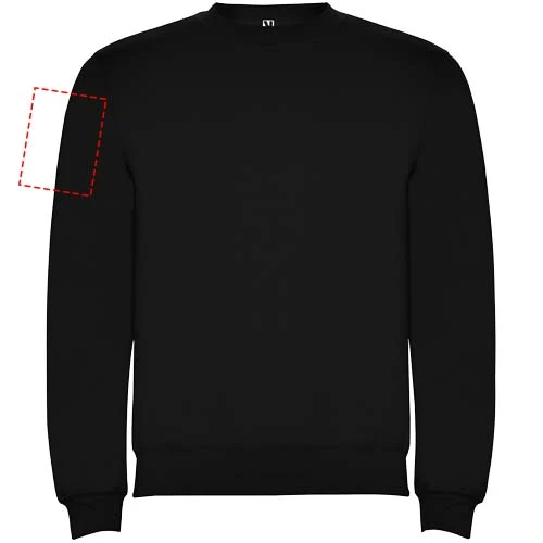 Clasica unisex sveter s výstrihom crewneck - Roly – černá – tlačová plocha – Pravý biceps