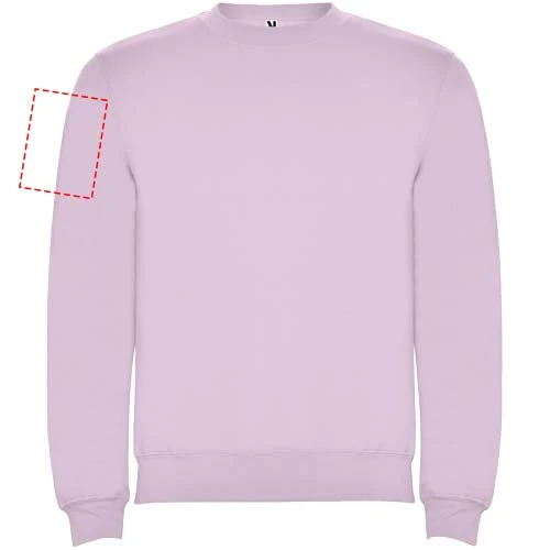 Clasica unisex sveter s výstrihom crewneck - Roly – světle růžová – tlačová plocha – Pravý biceps