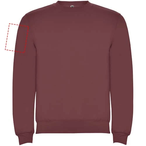 Clasica unisex sveter s výstrihom crewneck - Roly – bobulová červená – tlačová plocha – Pravý biceps