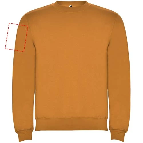 Clasica unisex sveter s výstrihom crewneck - Roly – kari žlutá – tlačová plocha – Pravý biceps