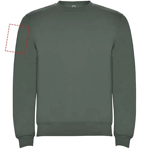 Clasica unisex sveter s výstrihom crewneck - Roly – vavřínová zelená – tlačová plocha – Pravý biceps