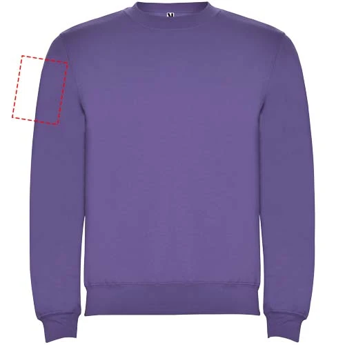 Clasica unisex sveter s výstrihom crewneck - Roly – irská fialová – tlačová plocha – Pravý biceps