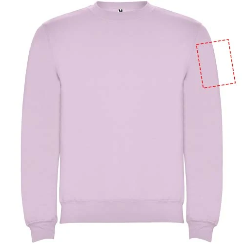 Clasica unisex sveter s výstrihom crewneck - Roly – světle růžová – tlačová plocha – Ľavý biceps