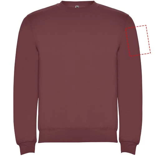 Clasica unisex sveter s výstrihom crewneck - Roly – bobulová červená – tlačová plocha – Ľavý biceps