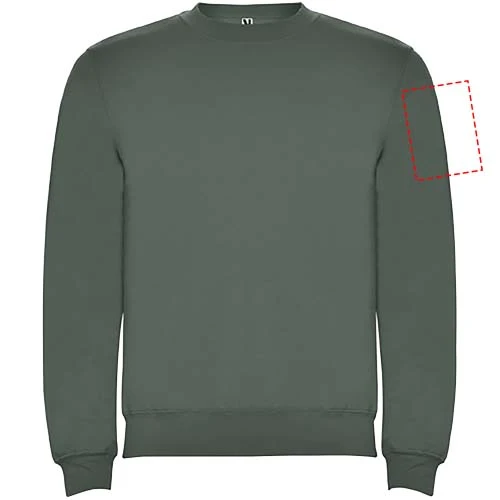 Clasica unisex sveter s výstrihom crewneck - Roly – vavřínová zelená – tlačová plocha – Ľavý biceps