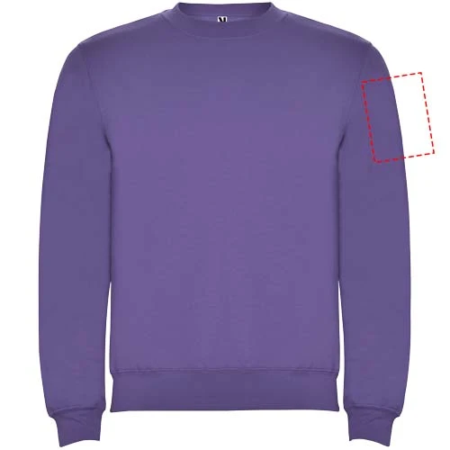 Clasica unisex sveter s výstrihom crewneck - Roly – irská fialová – tlačová plocha – Ľavý biceps
