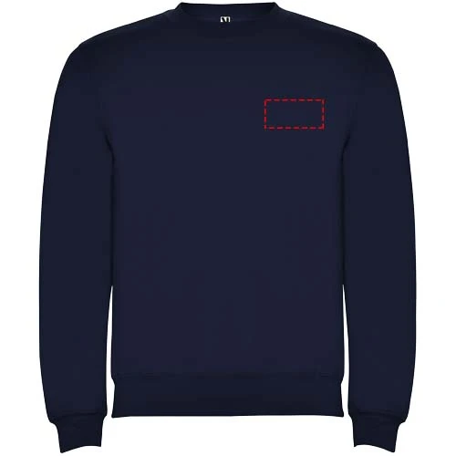 Clasica detský sveter s výstrihom crewneck - Roly – námornícka modrá – tlačová plocha – Ľavá strana hrude