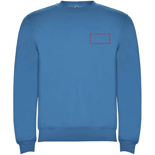 Clasica detský sveter s výstrihom crewneck - Roly – akvamarínová – tlačová plocha – Ľavá strana hrude