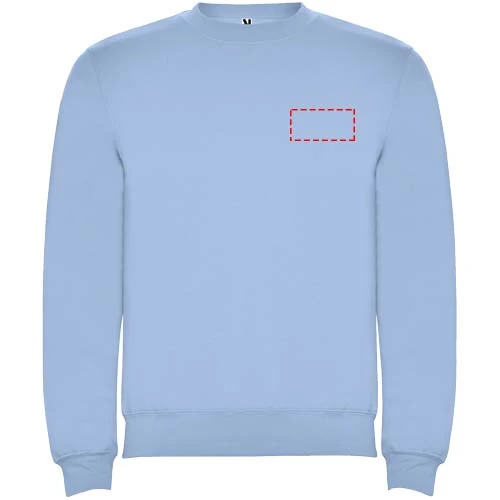 Clasica detský sveter s výstrihom crewneck - Roly – nebeská modrá – tlačová plocha – Ľavá strana hrude