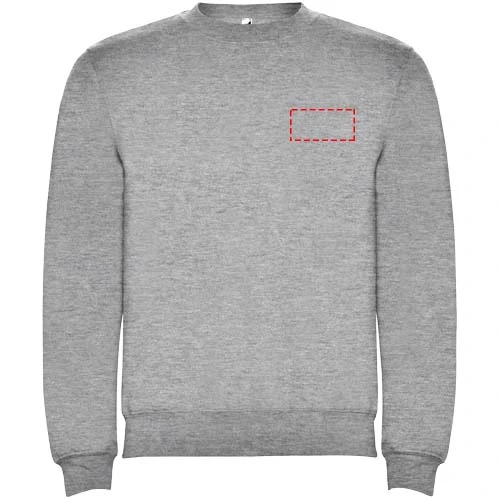 Clasica detský sveter s výstrihom crewneck - Roly – melírovaná šedá – tlačová plocha – Ľavá strana hrude