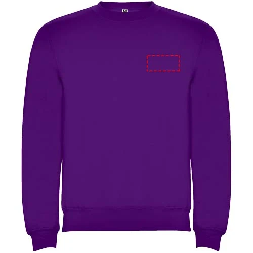 Clasica detský sveter s výstrihom crewneck - Roly – purpurová – tlačová plocha – Ľavá strana hrude