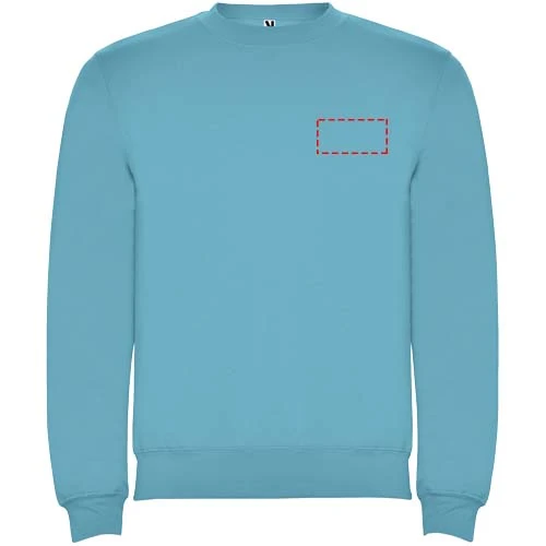 Clasica detský sveter s výstrihom crewneck - Roly – tyrkysová – tlačová plocha – Ľavá strana hrude