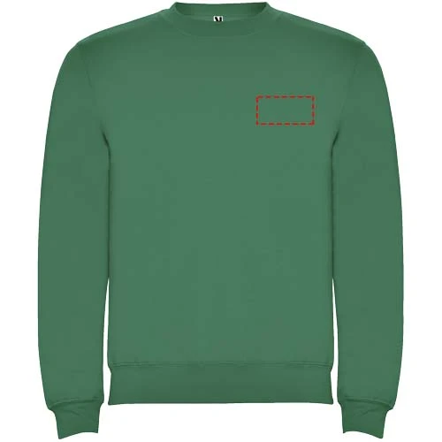 Clasica detský sveter s výstrihom crewneck - Roly – kelly zelená – tlačová plocha – Ľavá strana hrude