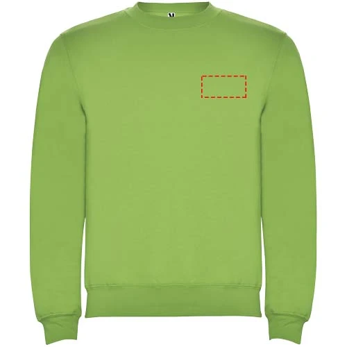 Clasica detský sveter s výstrihom crewneck - Roly – oázová zelená – tlačová plocha – Ľavá strana hrude