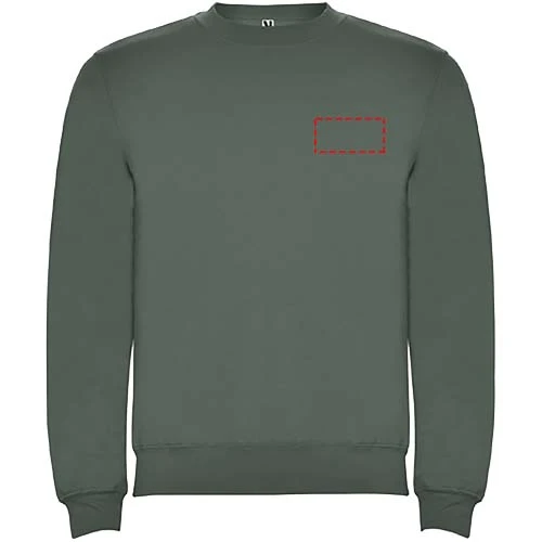 Clasica detský sveter s výstrihom crewneck - Roly – vavřínová zelená – tlačová plocha – Ľavá strana hrude