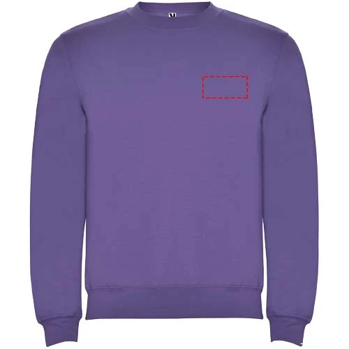 Clasica detský sveter s výstrihom crewneck - Roly – irská fialová – tlačová plocha – Ľavá strana hrude
