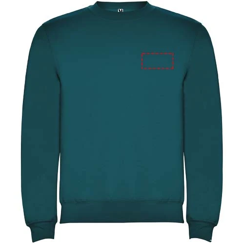 Clasica detský sveter s výstrihom crewneck - Roly – jezerní modrá – tlačová plocha – Ľavá strana hrude