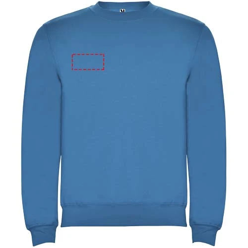 Clasica detský sveter s výstrihom crewneck - Roly – akvamarínová – tlačová plocha – Pravá strana hrude