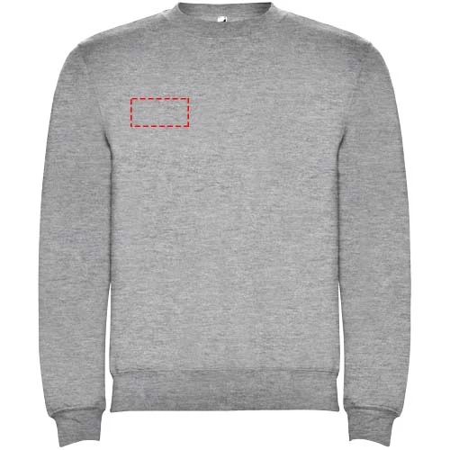 Clasica detský sveter s výstrihom crewneck - Roly – melírovaná šedá – tlačová plocha – Pravá strana hrude