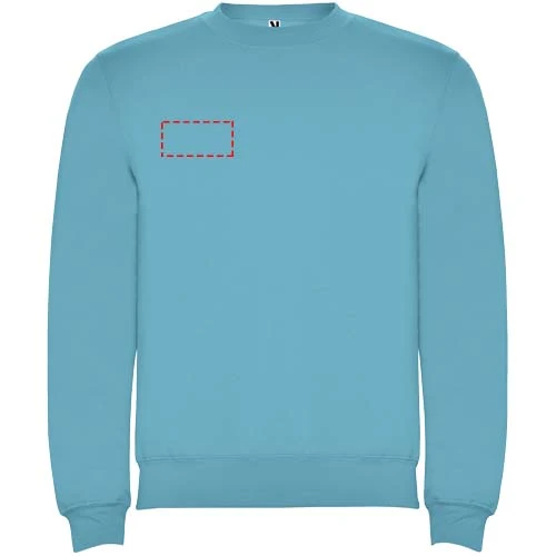 Clasica detský sveter s výstrihom crewneck - Roly – tyrkysová – tlačová plocha – Pravá strana hrude