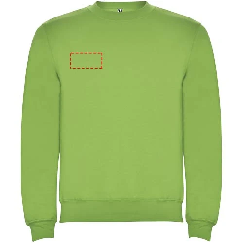 Clasica detský sveter s výstrihom crewneck - Roly – oázová zelená – tlačová plocha – Pravá strana hrude