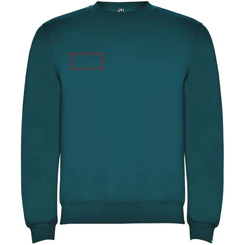 Clasica detský sveter s výstrihom crewneck - Roly – jezerní modrá – tlačová plocha – Pravá strana hrude