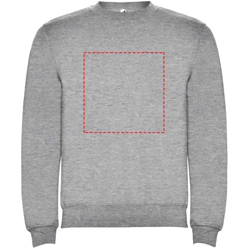 Clasica detský sveter s výstrihom crewneck - Roly – melírovaná šedá – tlačová plocha – Celá predná strana