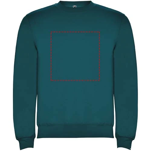 Clasica detský sveter s výstrihom crewneck - Roly – jezerní modrá – tlačová plocha – Celá predná strana