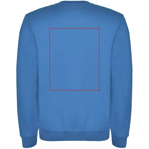 Clasica detský sveter s výstrihom crewneck - Roly – akvamarínová – tlačová plocha – Horná časť chrbta