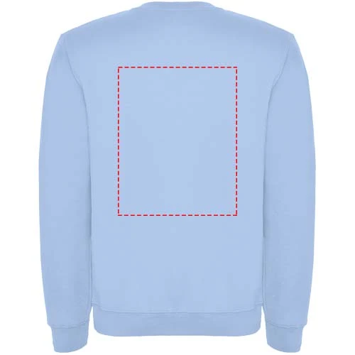 Clasica detský sveter s výstrihom crewneck - Roly – nebeská modrá – tlačová plocha – Horná časť chrbta