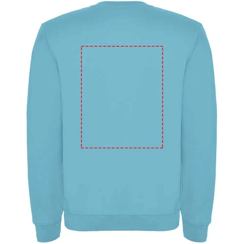 Clasica detský sveter s výstrihom crewneck - Roly – tyrkysová – tlačová plocha – Horná časť chrbta