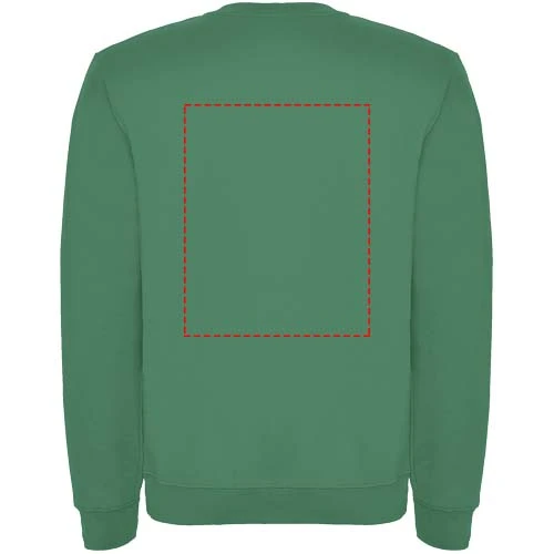 Clasica detský sveter s výstrihom crewneck - Roly – kelly zelená – tlačová plocha – Horná časť chrbta