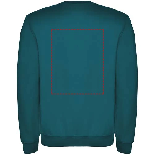 Clasica detský sveter s výstrihom crewneck - Roly – jezerní modrá – tlačová plocha – Horná časť chrbta