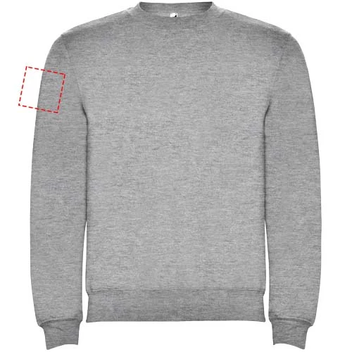Clasica detský sveter s výstrihom crewneck - Roly – melírovaná šedá – tlačová plocha – Pravý biceps