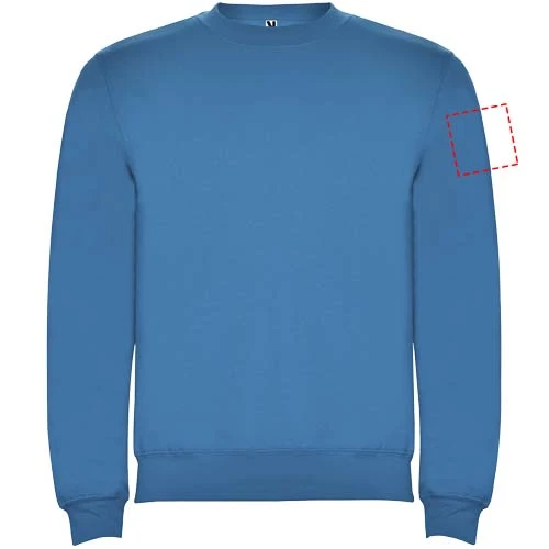 Clasica detský sveter s výstrihom crewneck - Roly – akvamarínová – tlačová plocha – Ľavý biceps