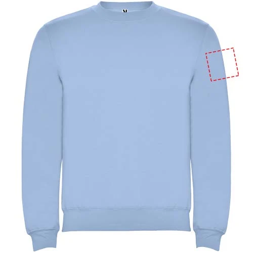 Clasica detský sveter s výstrihom crewneck - Roly – nebeská modrá – tlačová plocha – Ľavý biceps
