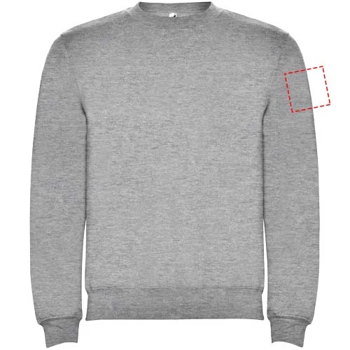 Clasica detský sveter s výstrihom crewneck - Roly – melírovaná šedá – tlačová plocha – Ľavý biceps