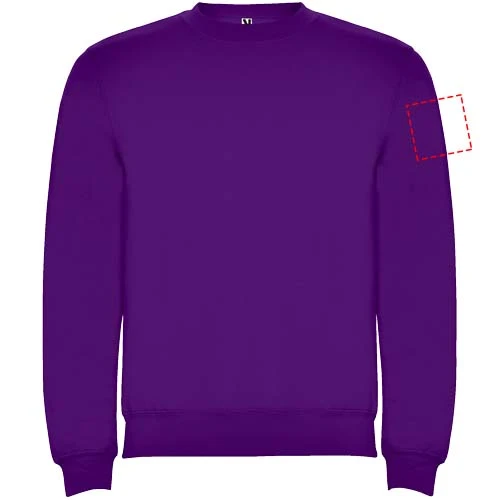 Clasica detský sveter s výstrihom crewneck - Roly – purpurová – tlačová plocha – Ľavý biceps