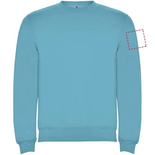 Clasica detský sveter s výstrihom crewneck - Roly – tyrkysová – tlačová plocha – Ľavý biceps