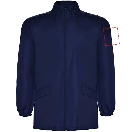 Escocia unisex nepremokavá bunda - Roly – námornícka modrá – tlačová plocha – Ľavý biceps