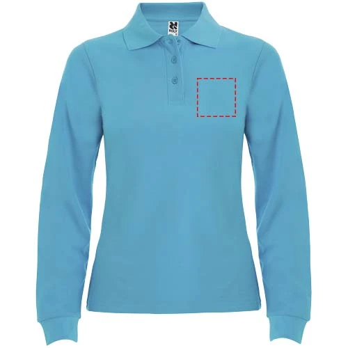 Estrella dámska polokošeľa s dlhým rukávom - Roly – tyrkysová – tlačová plocha – Ľavá strana hrude