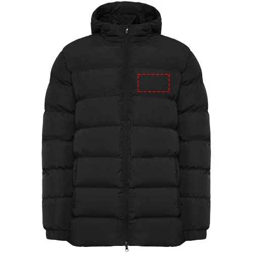 Nepal unisex zateplená parka - Roly – černá – tlačová plocha – Ľavá strana hrude