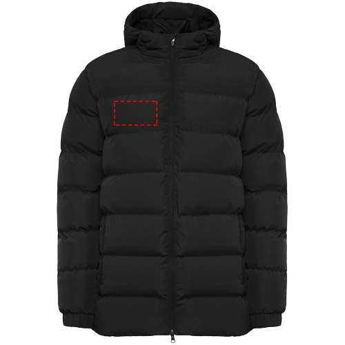 Nepal unisex zateplená parka - Roly – černá – tlačová plocha – Pravá strana hrude