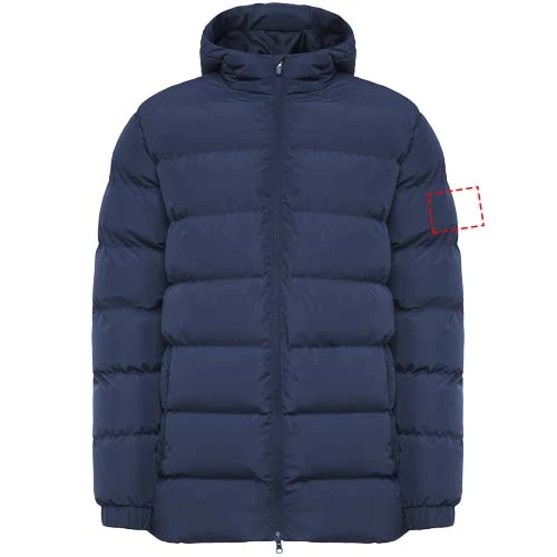 Nepal unisex zateplená parka - Roly – námornícka modrá – tlačová plocha – Ľavý biceps