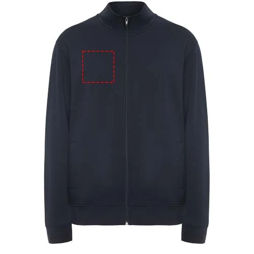 Ulan unisex celorozopínací sveter - Roly – námornícka modrá – tlačová plocha – Pravá strana hrude