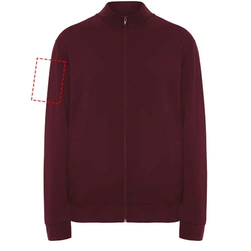 Ulan unisex celorozopínací sveter - Roly – granátová – tlačová plocha – Pravý biceps